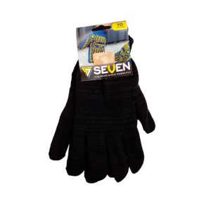 Рукавиці трикотажні seVen чорні без ПВХ крапки подвійні (540) (69472)