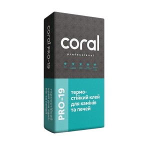 Термостойкий клей для печей и каминов Coral PRO-19 25 кг