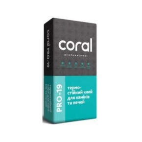 Coral PRO-19 термостійкий клей для печей та камінів 25 кг