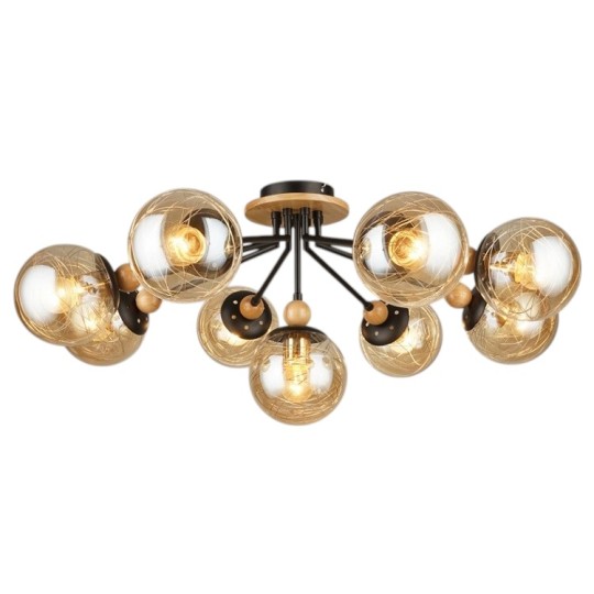 Люстра Sirius B N4531/9 BK+WOOD