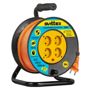 Подовжувач на котушці Svittex SV-005-O 30 м 2х1.5мм² помаранчевий
