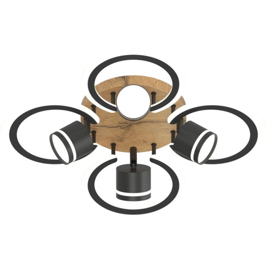 Люстра світлодіодна Valeso LI9926B-4+4A BK+WOOD
