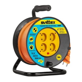 Удлинитель на катушке Svittex SV-007/SV-007-O 50 м 2х1.5 мм² оранжевый 16А 3680 Вт