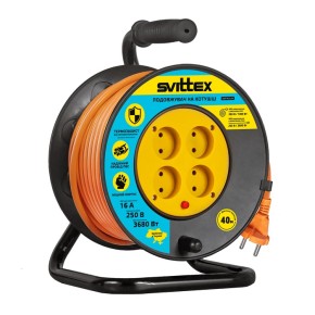 Удлинитель на катушке Svittex с термозащитой 2х1.5 мм 40 м (SV-006)