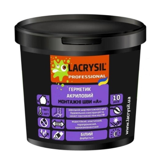 Герметик акриловий Lacrysil монтажні шви А 1.2 кг білий
