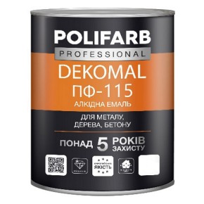 Эмаль алкидная Polifarb DekoMal ПФ-115 белая 0.9 кг