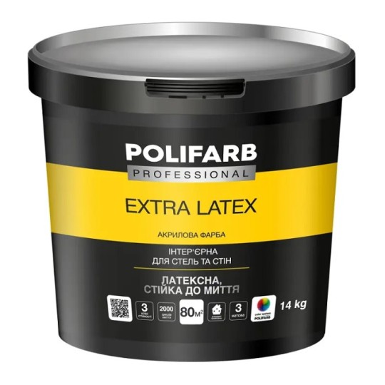 Фарба акрилова Polifarb ExtraLatex 14 кг біла