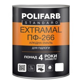 Емаль алкідна Polifarb ExtraMal ПФ-266 червоно-коричнева 0.9 кг