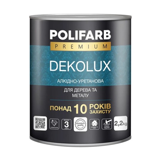 Емаль алкідно-уретанова Polifarb DekoLux біла 2.2 кг