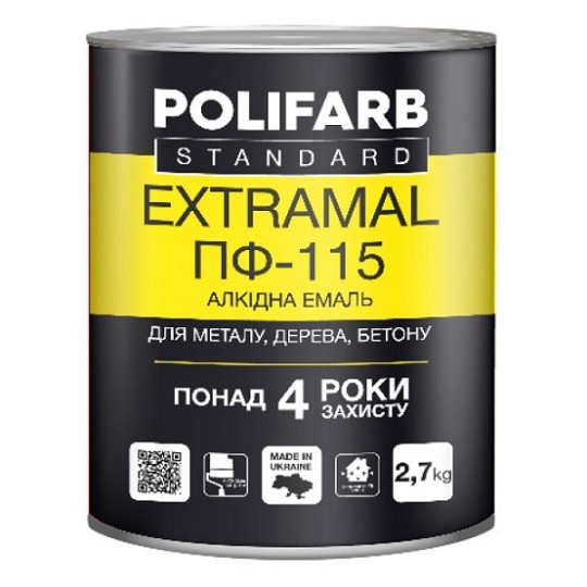 Эмаль алкидная Polifarb ExtraMal ПФ-115 коричнево-шоколадная 2.7 кг