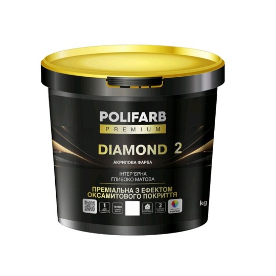 Фарба акрилова Polifarb Diamond глибокий матовий білий 12.5 кг