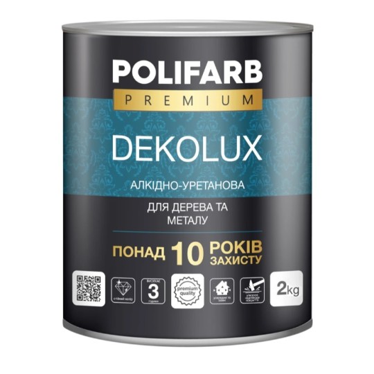 Емаль алкідно-уретанова Polifarb DekoLux сіра 2 кг