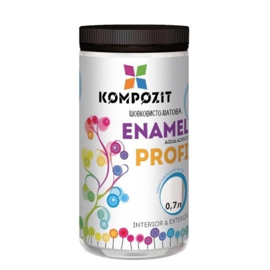 Емаль акрилова Kompozit PROFI чорна глянсова 0.7 л