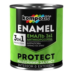 Эмаль антикоррозионная Kompozit 3 в 1 PROTECT графитовая 0.75 кг