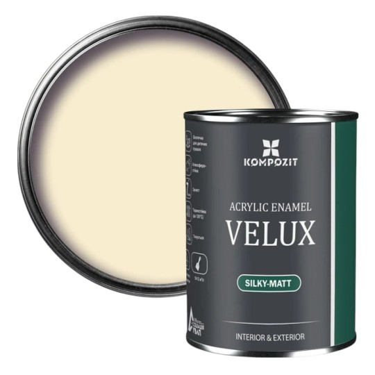 Эмаль акриловая Kompozit Velux шелковисто-матовая 103 айвори 0.75 л