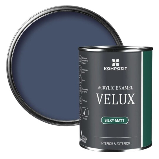 Эмаль акриловая Kompozit Velux шелковисто-матовая 113 графит 0.75 л