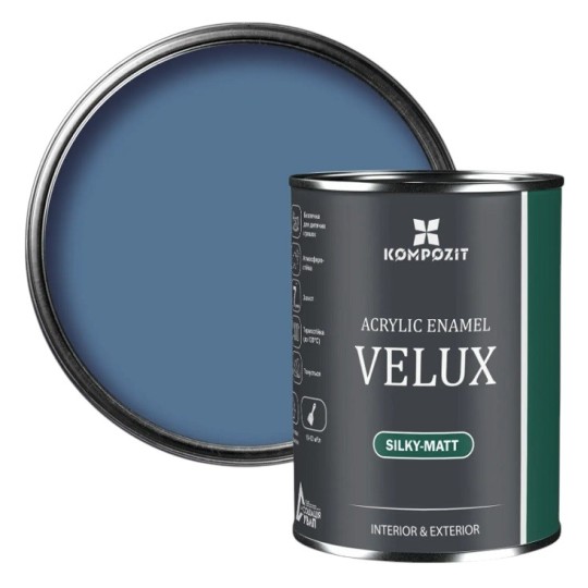 Эмаль акриловая Kompozit Velux шелковисто-матовая 125 джинсовый 0.75 л