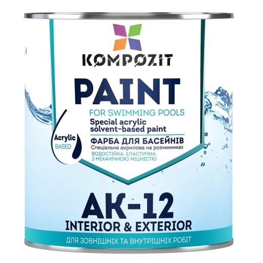 Фарба для басейнів Kompozit АК-12 блакитна 0.9 кг