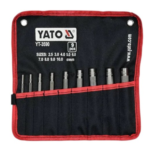 Набор пробойников отверстий Yato по коже 2.5–10 мм, 9 штук (YT-3590)