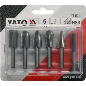 Набор фрез различной формы по металлу YATO для дрелей 6 мм 6 штук (YT-61711)