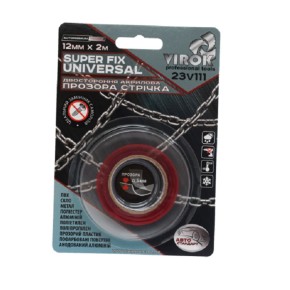 Стрічка двостороння акрилова Virok Super Fix Universal 12 мм х 2 м (23V111)
