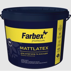 Краска латексная для наружных и внутренних работ "Mattlatex", белая матовая, ТМ Farbex 4,2 кг