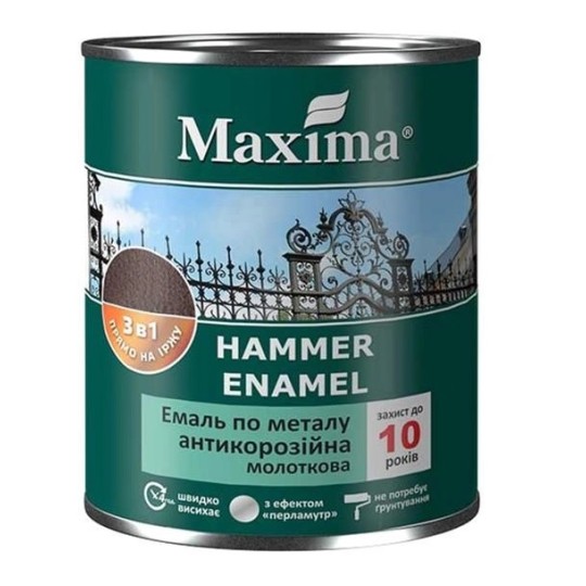 Эмаль антикоррозионная Maxima 3 в 1 молотковая античное золото 0.75 л