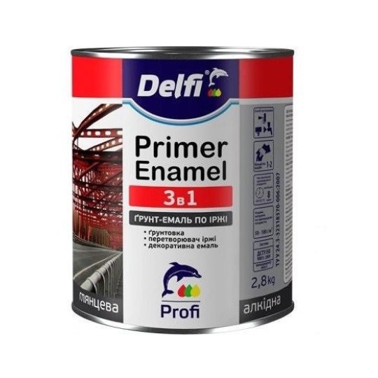 Грунт-емаль по іржі 3 в 1 Delfi зелена 2.8 кг