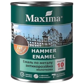 Эмаль антикоррозийная Maxima 3 в 1 молотковая зеленая 2.3 кг