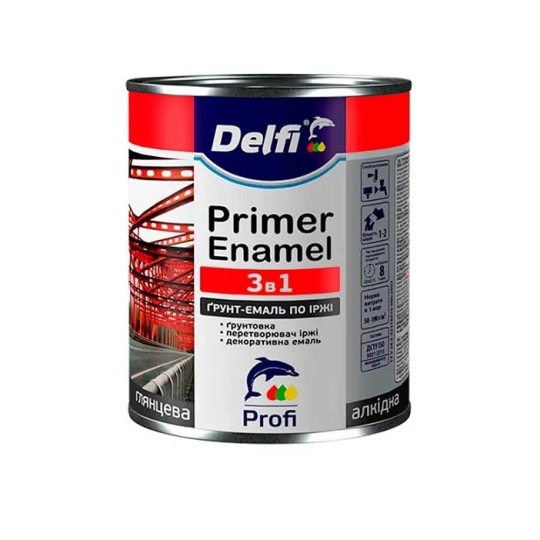Грунт-эмаль по ржавчине 3 в 1 Delfi желтая 2.8 кг