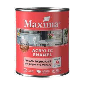 Емаль акрилова Maxima для дерева та металу Бургунді шовковисто-матова 0.75 л