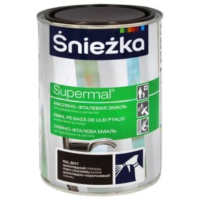 Эмаль масляно-фталевая Sniezka Supermal F540 шоколадный глянцевый 0.8 л RAL 8017