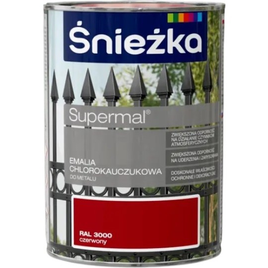 Емаль хлоркуачукова Sniezka Supermal RAL3000 червона 0.9 л