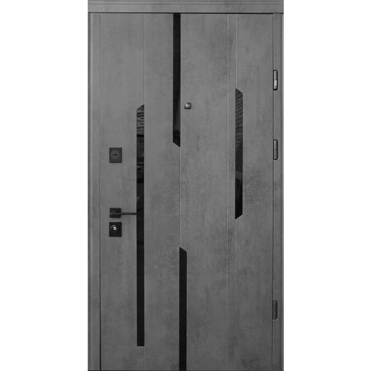 Двери Сост. Lux Mirage 950Пр бетон т./бетон сsр. + Flash (черная)