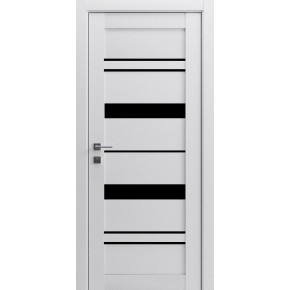 Дверное полотно Lux-5 полустекло, чёр. глянец (лакобель), Белый, 800/2000/38
