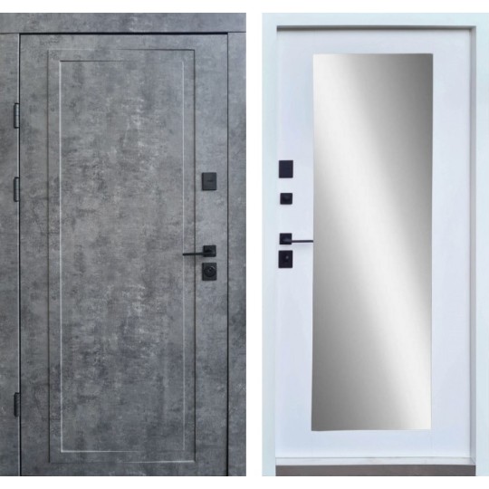 Двері вхідні Qdoors Ультра Міроу 850 L мармур темний/біла шагрень (без вічка)