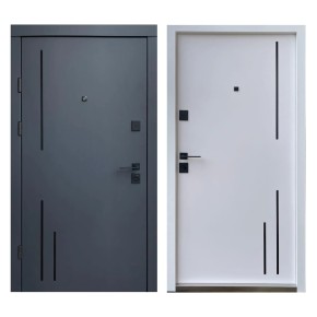 Двери входные Qdoors Премиум Триони-Аk 850 L антрацит/белая шагрень