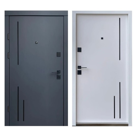 Двері вхідні Qdoors Преміум Тріоні-Аk 850 L антрацит/біла шагрень