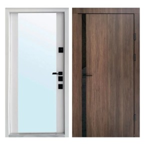 Дверь входная Qdoors Авангард Галант-Аk 850 R дуб табак/белая шагрень зеркало 500 мм (без глазка)