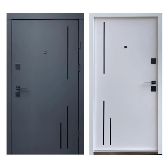 Двері вхідні Qdoors Преміум Тріоні-Аk 850 R антрацит/біла шагрень