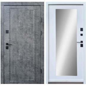 Дверь входная Qdoors Ультра Мироy 850 R мрамор тёмный/белая шагрень (без глазка)