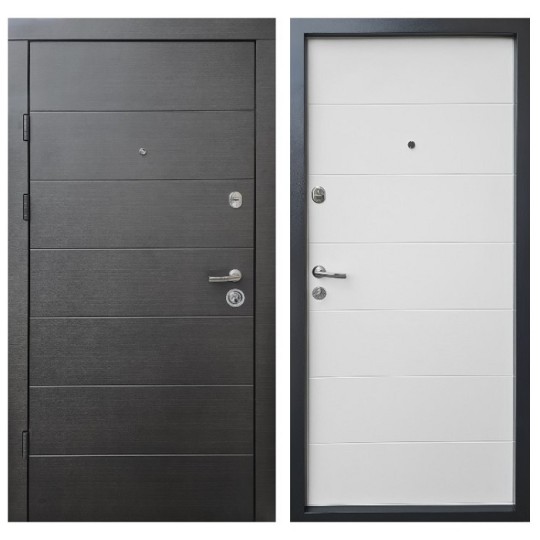 Дверь входная Qdoors Премиум Kale Горизонталь 850 L венге тёмный горизонт/белая шагрень