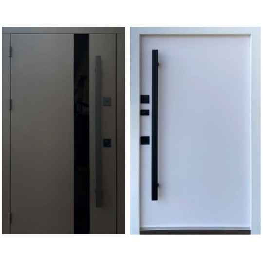 Двері вхідні Qdoors Стріт Елегант 950 L RAL8019/біла шагрень