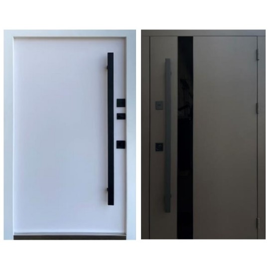 Двері вхідні Qdoors Стріт Елегант 950 R RAL8019/біла шагрень