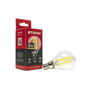 Лампа світлодіодна Etron Filament Power G45 E14 8W 3000K (1-EFP-143)