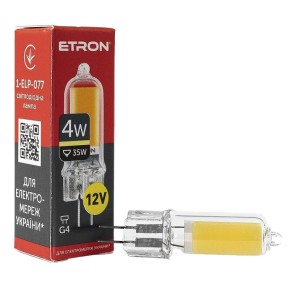 Лампа світлодіодна Etron Light Power G4 Glass 4W 3000K 12V (1-ELP-077)