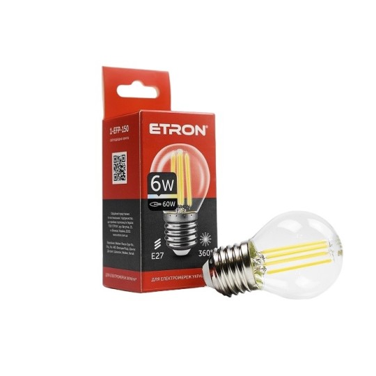 Лампа світлодіодна Etron Filament Power G45 E27 6W 4200K (1-EFP-150)