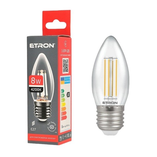 Лампа світлодіодна Etron Filament Power С37 E27 8W 4200K (1-EFP-120)