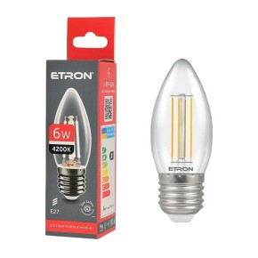 Лампа світлодіодна Etron Filament Power С37 6W 4200K E27 (1-EFP-124) 