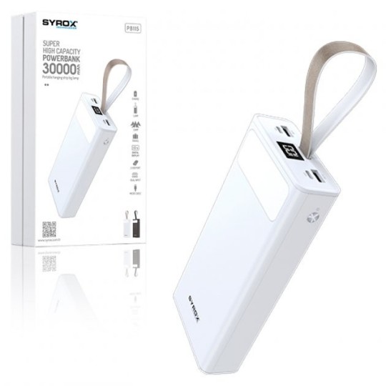 Powerbank SYROX PB115 30000mAh / з ліхтариком/білий / PB115